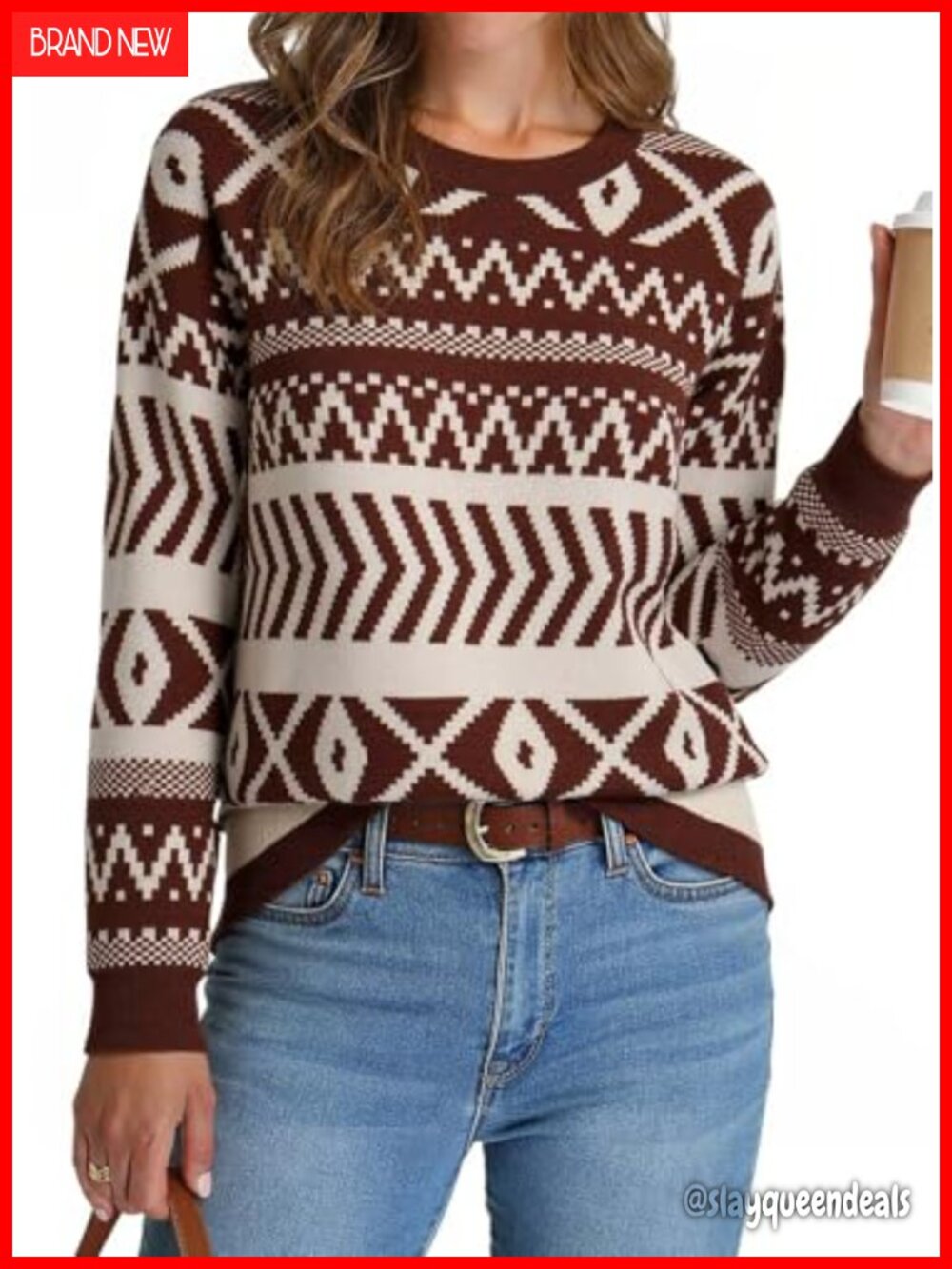 Crewneck Pullover Sweater Long Sleeve Loose Knit Top Cozy Layer Women
